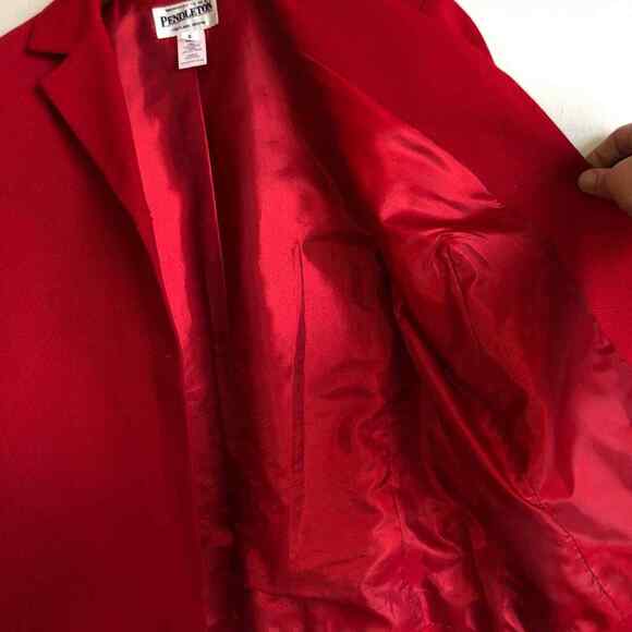 Pendleton Size 8 Blazer Jacket Red Textured Cotton Weave Career Work Preppy Fall - Picture 4 of 16